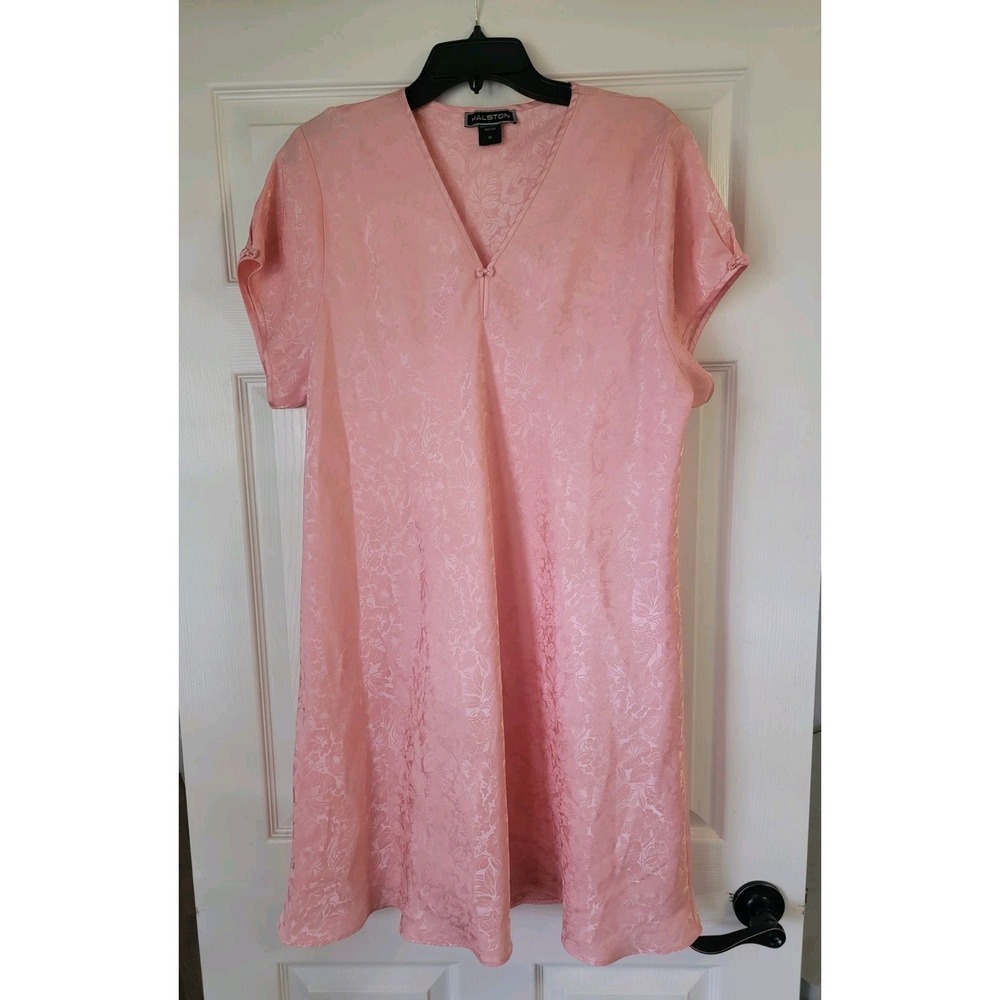 Vtg HALSTON Nightgown Mumu 70's Floral Salmon Pink Size‎ 1X